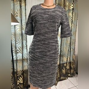 Banana Republic Black and White Textured Midi Dress